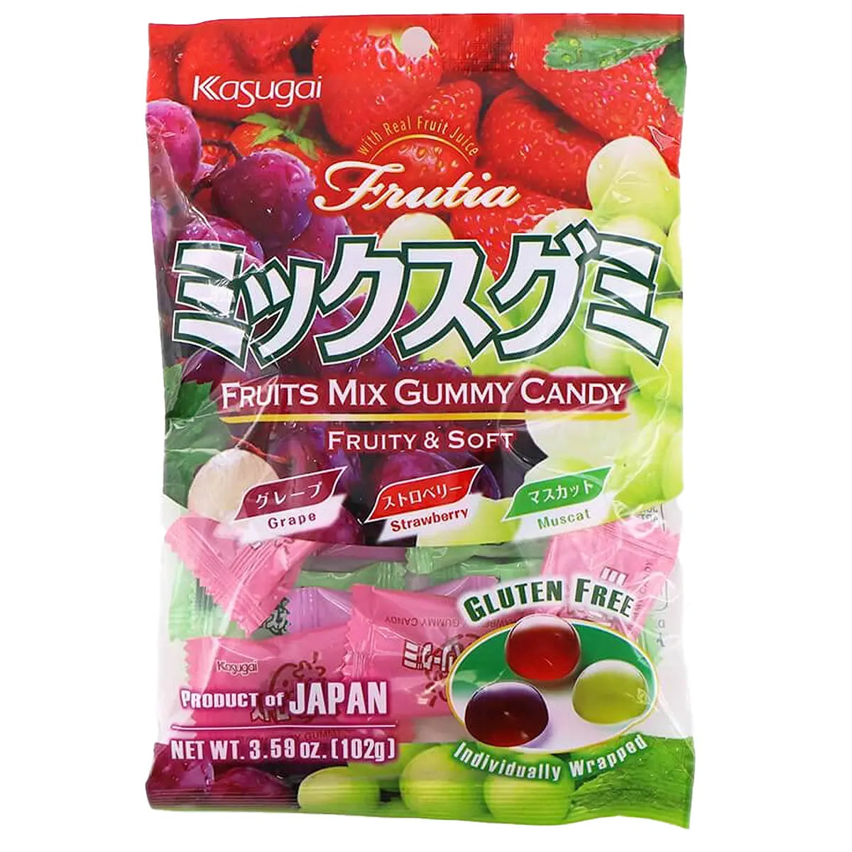 Kasugai Gummy Mix-Strawnerry,Grape,Muscat (Japan)