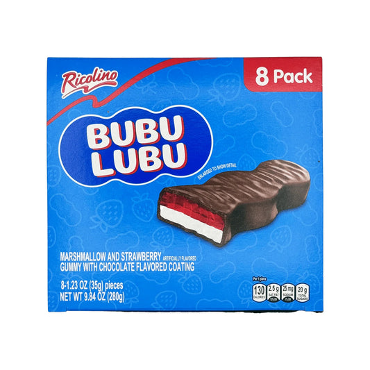 Ricolino Bubulubu Chocolate and Strawberry Marshmallow 8pck x 35g (Mexico)