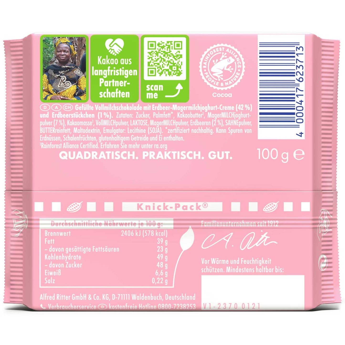 Ritter Sport Milk Strawberry Yogurt (Germany)