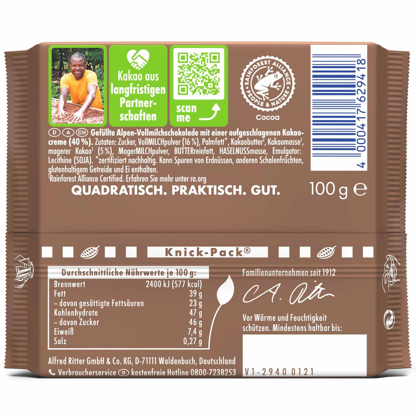 Ritter Sport Kakao-Mousse 100g (Germany)