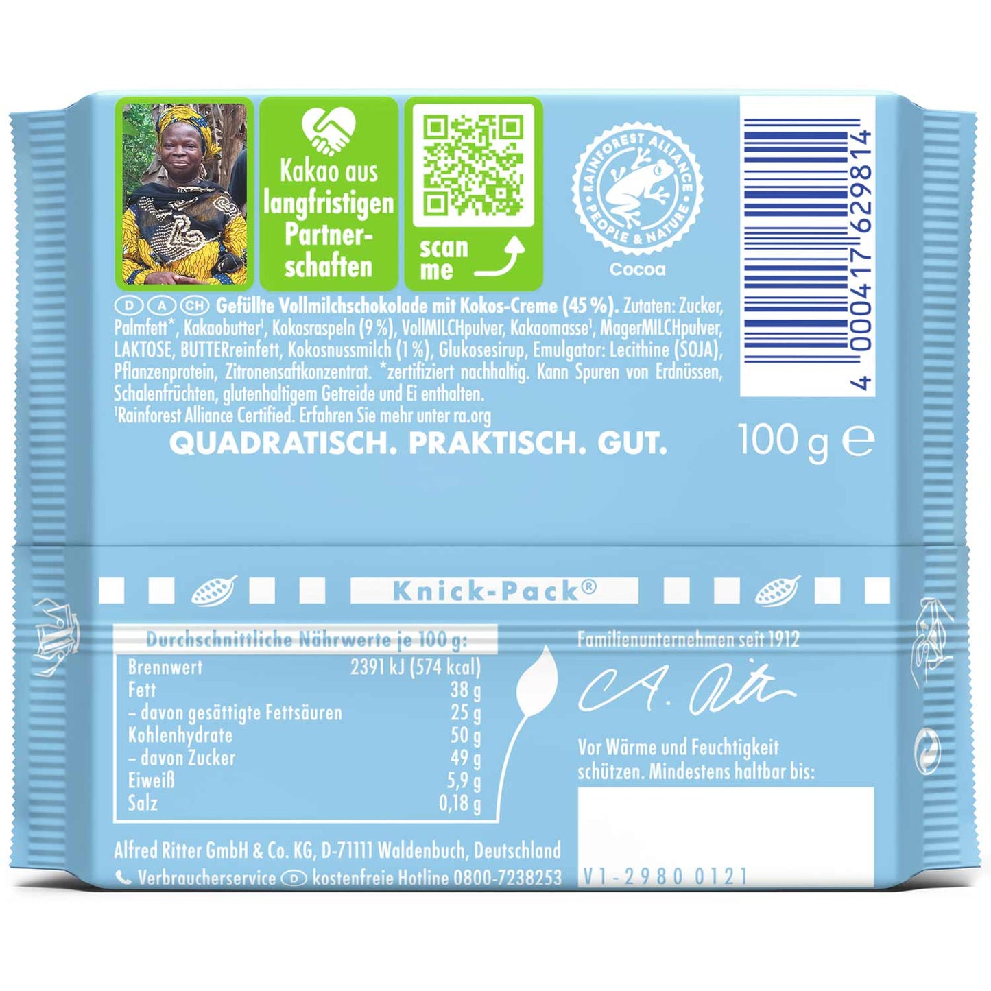 Ritter Sport Kokos - Milk Coconut 100g (Germany)