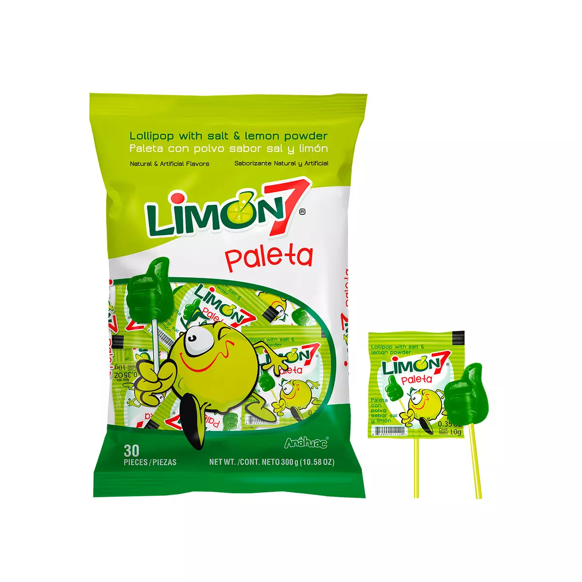 Anahuac Limon 7 Lollypop with Salt & Lemon Powder 30pc x 10g (Mexico)