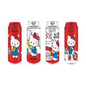 Hello Kitty Lemon Strawberry Sparkling Water 330ml (China)