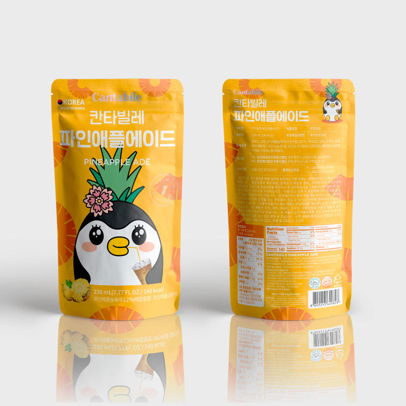 Cantabile Pineapple Ade Pouch Drink 230ml (Korea)