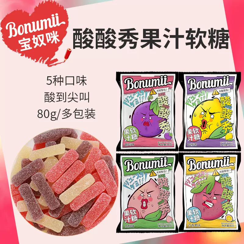 Bonumii Sour Show Juice Gummy – Strawberry Flavor 88g (China)