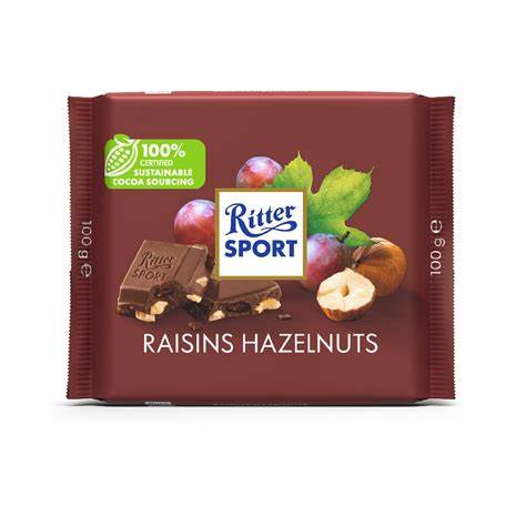 Ritter Sport Milk Chocolate Raisins & Hazelnuts (Germany)