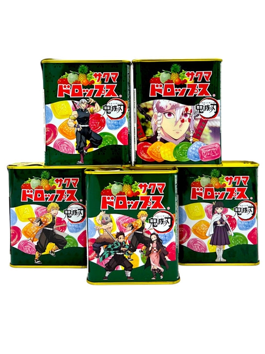 Sakuma Drops Damon Slayer, Kimetsu no Yaiba Hard Fruit Candy (Pack of 5) (Japan)