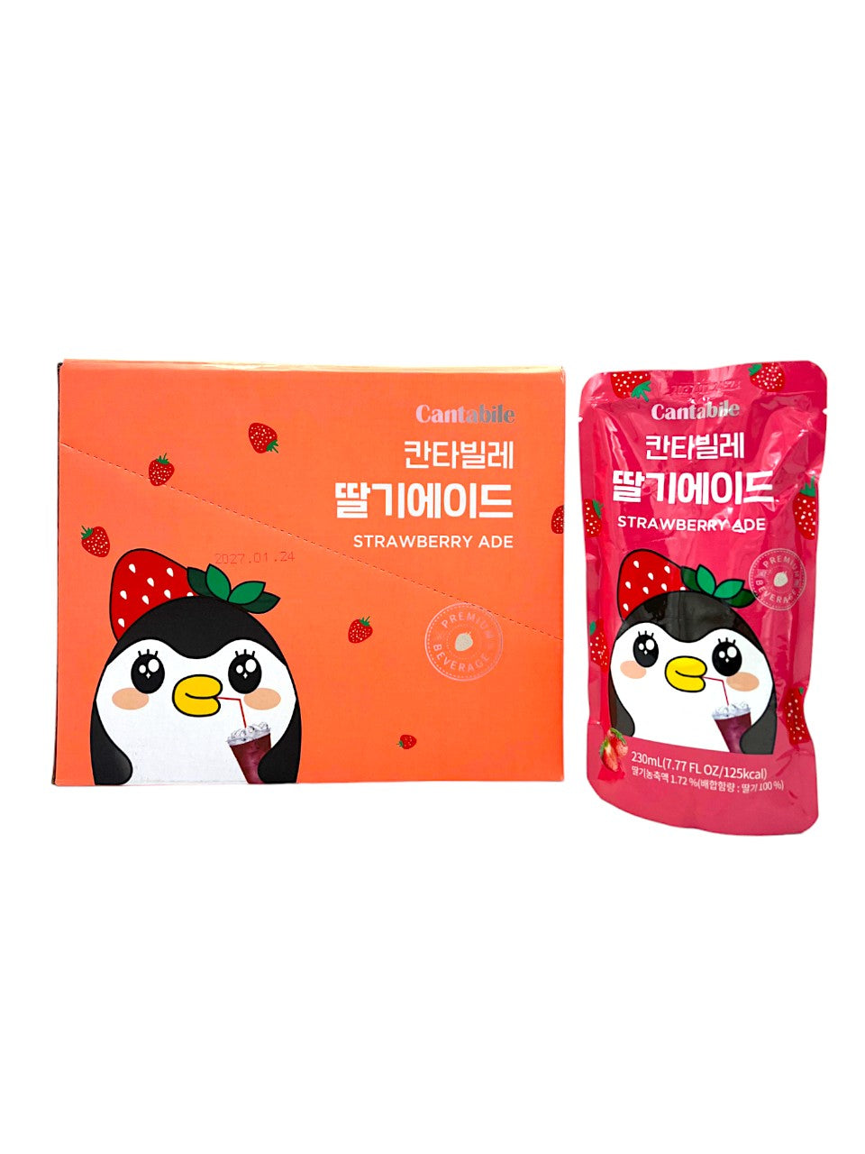 Cantabile Strawberry Ade Pouch Drink 230ml (Korea)