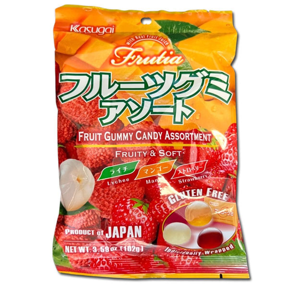 Kasugai Gummy Mix-Lychee,Mango,Strawberry 102g (Japan)