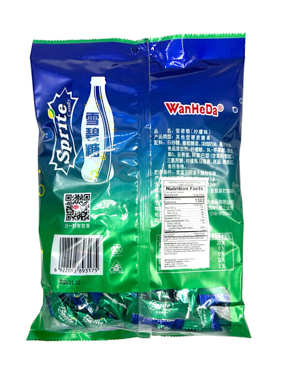 Wanhe Sprite Soda Candy Flavor 350g (China)